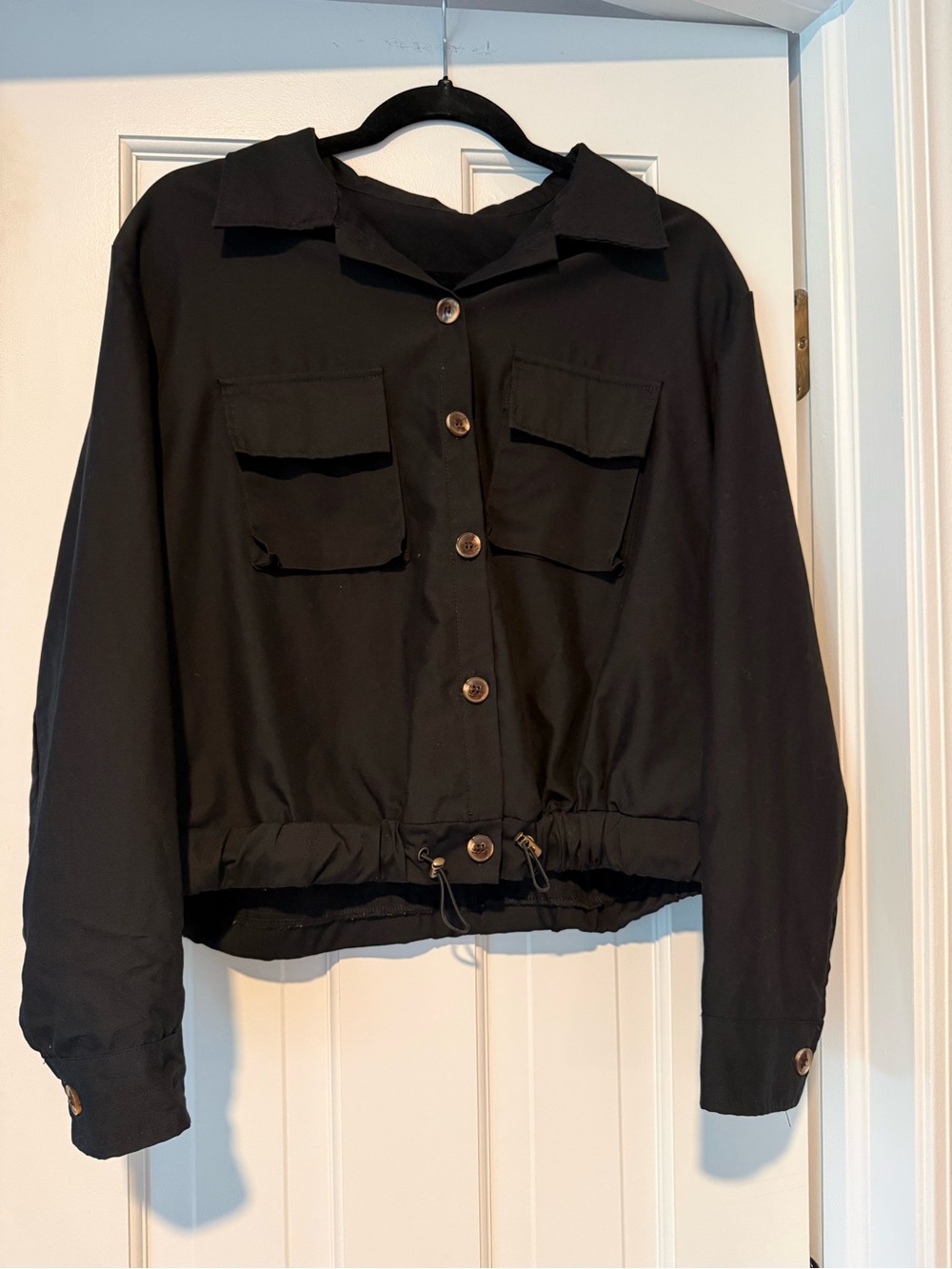Black Cropped Military Safari Utility Jacket Women’s L